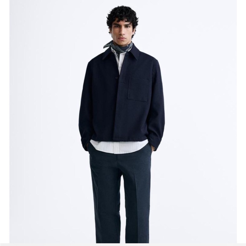 Zara Men's Dark Blue Shirt Jacket